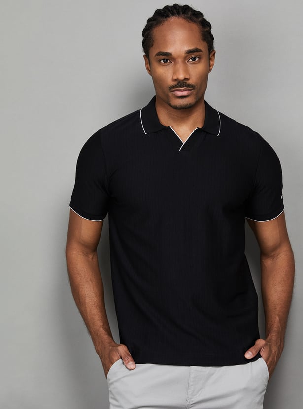 ARROW SPORT Ribbed Johnny Collar T-shirt