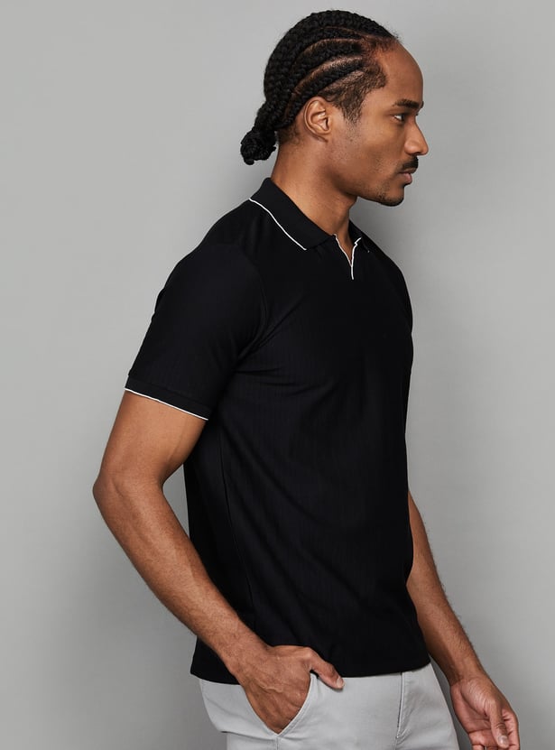ARROW SPORT Ribbed Johnny Collar T-shirt