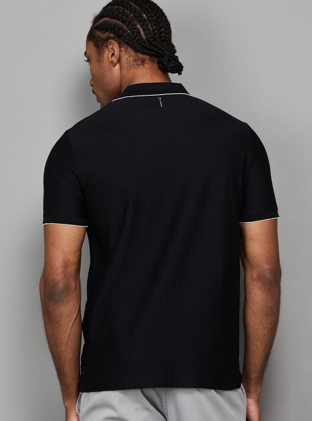 ARROW SPORT Ribbed Johnny Collar T-shirt