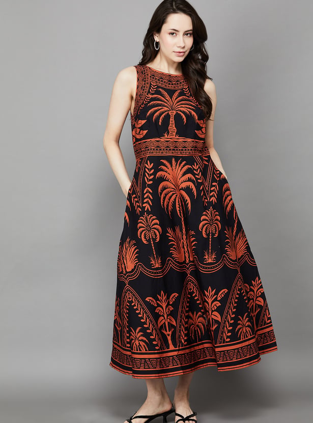 VERO MODA Tropical Print A-Line Dress