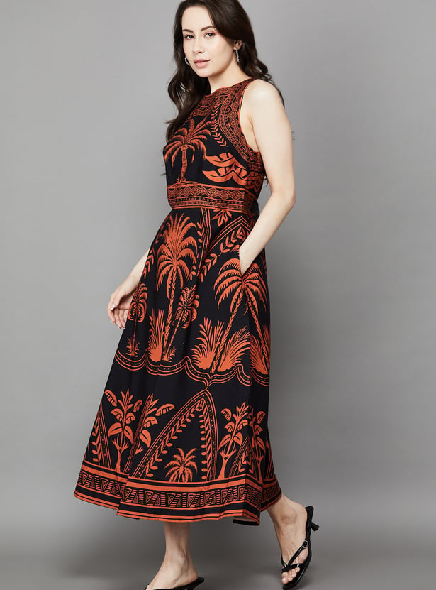 VERO MODA Tropical Print A-Line Dress