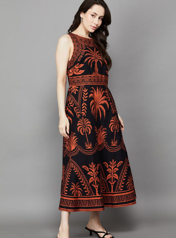 VERO MODA Tropical Print A-Line Dress