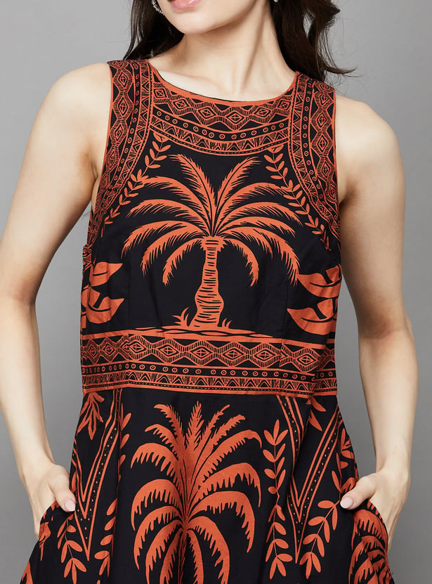 VERO MODA Tropical Print A-Line Dress