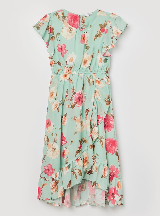 FAME FOREVER Girls Floral Print Fit & Flare Dress