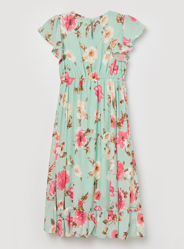 FAME FOREVER Girls Floral Print Fit & Flare Dress