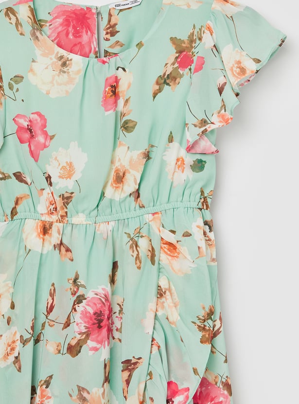 FAME FOREVER Girls Floral Print Fit & Flare Dress