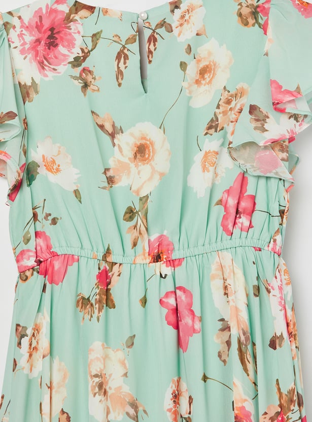FAME FOREVER Girls Floral Print Fit & Flare Dress