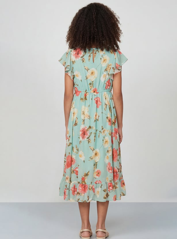 FAME FOREVER Girls Floral Print Fit & Flare Dress
