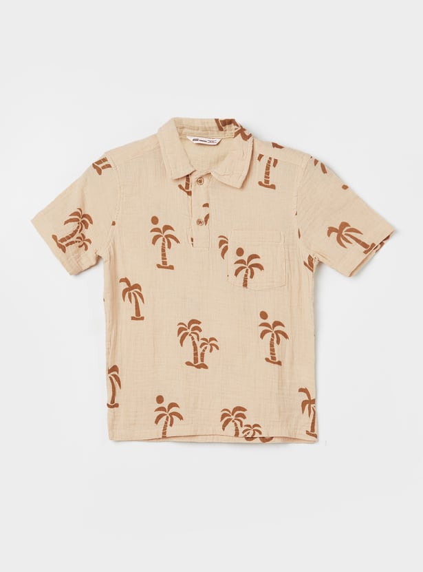 FAME FOREVER Boys Beige Printed Shirt