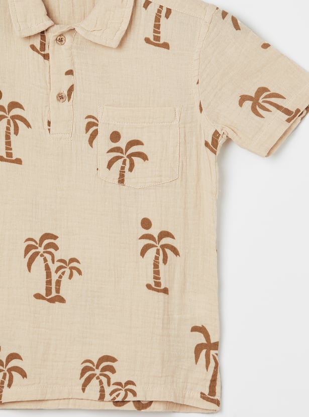 FAME FOREVER Boys Beige Printed Shirt