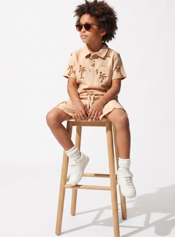 FAME FOREVER Boys Beige Printed Shirt