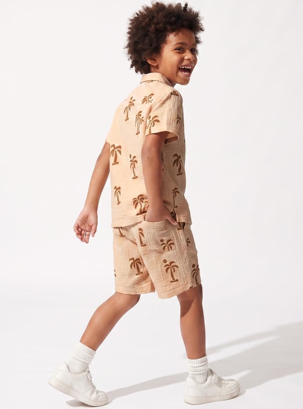 FAME FOREVER Boys Beige Printed Shirt