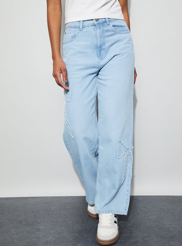 GINGER Distressed Woven Jeans