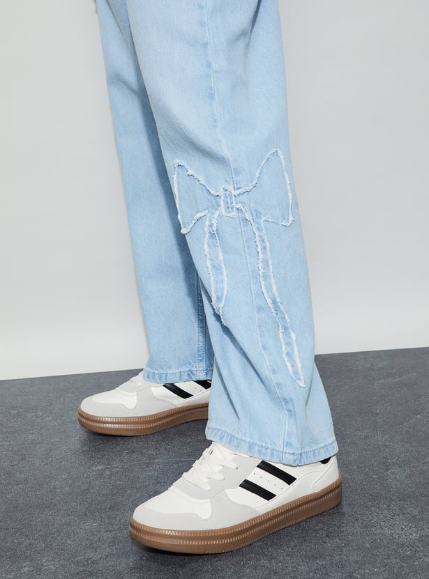 GINGER Distressed Woven Jeans