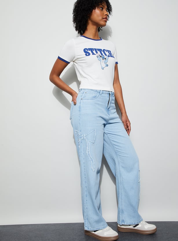 GINGER Distressed Woven Jeans