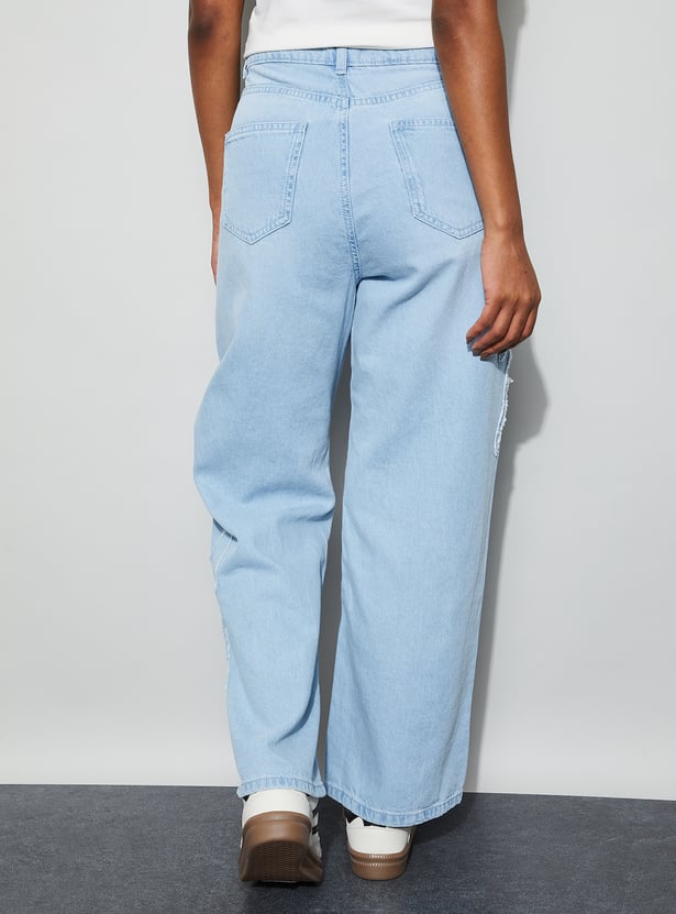 GINGER Distressed Woven Jeans