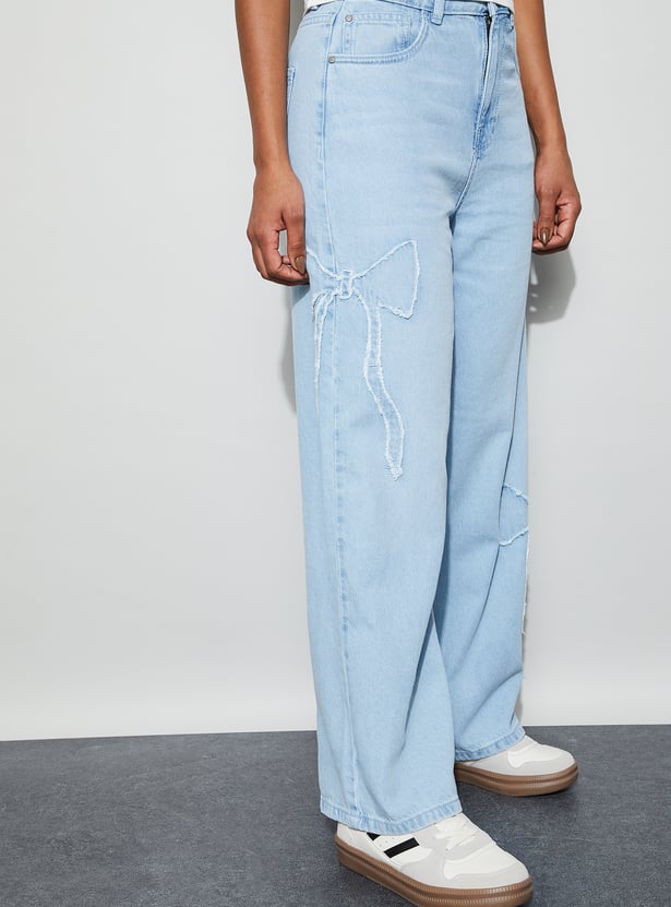 GINGER Distressed Woven Jeans