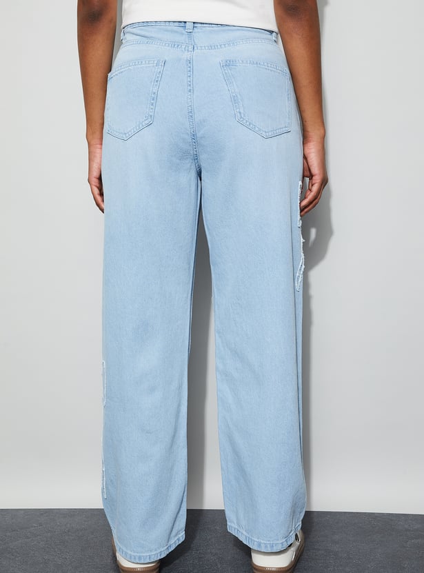 GINGER Distressed Woven Jeans