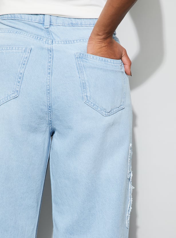 GINGER Distressed Woven Jeans
