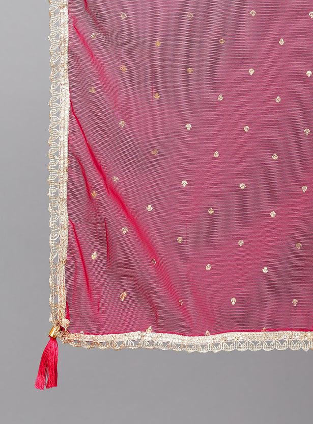 SPAN Striped Embroidered Dupatta