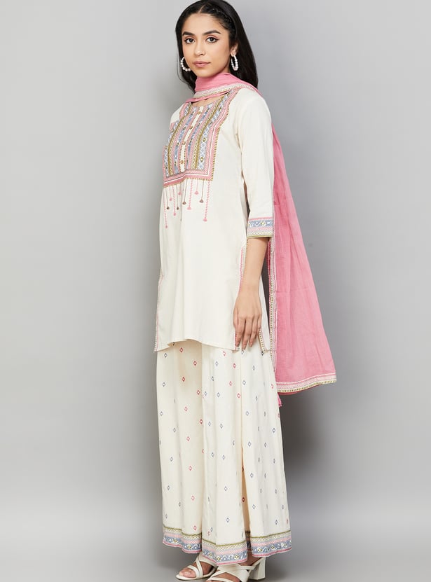 SPAN Embroidered Kurta Palazzo Set