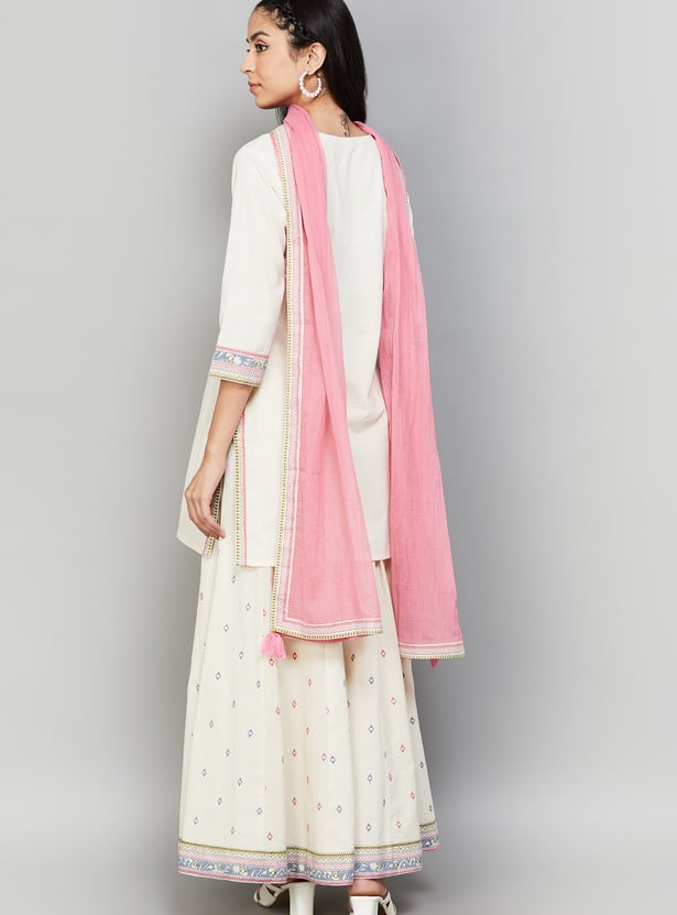 SPAN Embroidered Kurta Palazzo Set