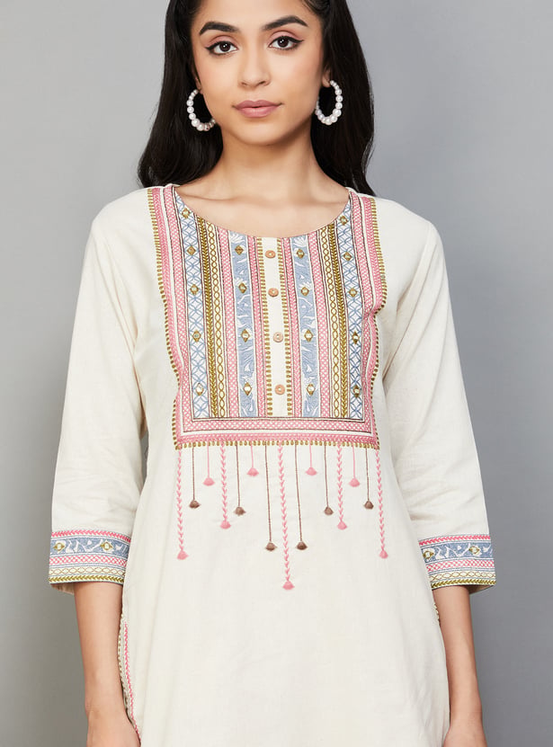SPAN Embroidered Kurta Palazzo Set