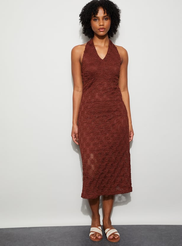 GINGER Textured Bodycon Midi Dress