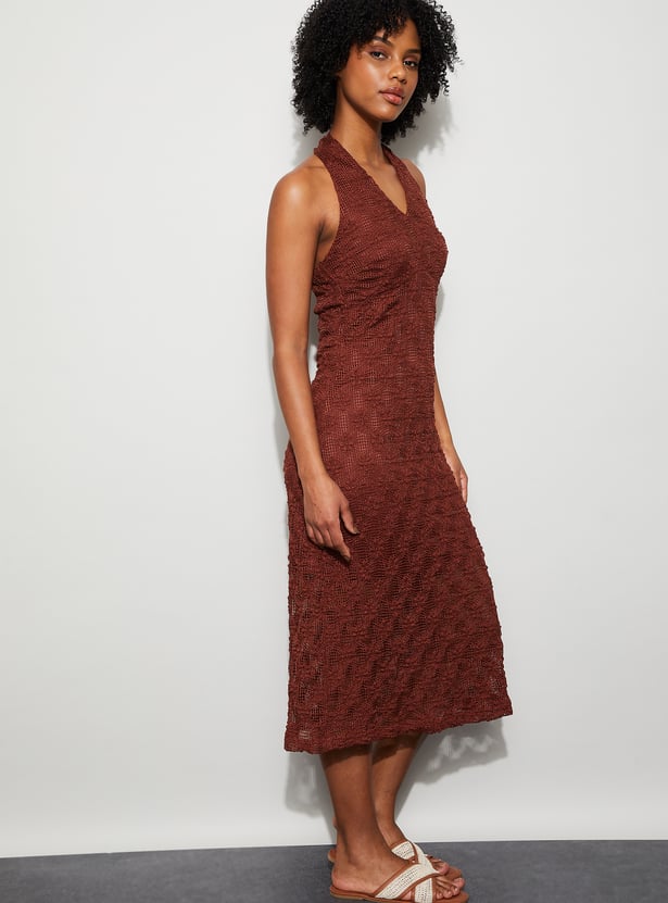 GINGER Textured Bodycon Midi Dress