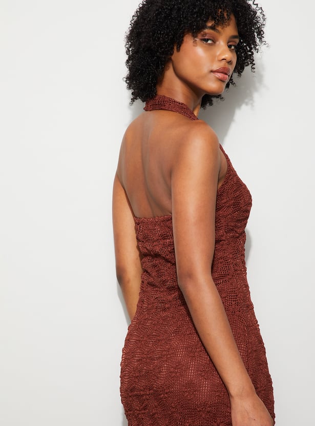 GINGER Textured Bodycon Midi Dress