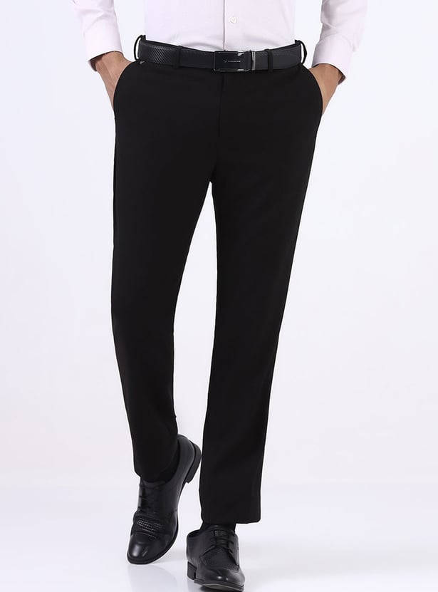 BLACKBERRYS Solid Slim Straight Formal Trousers