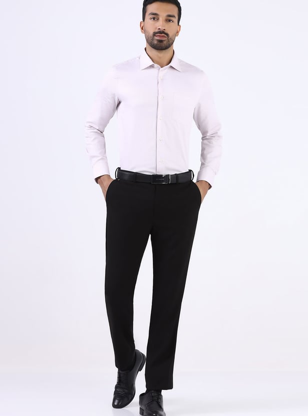 BLACKBERRYS Solid Slim Straight Formal Trousers