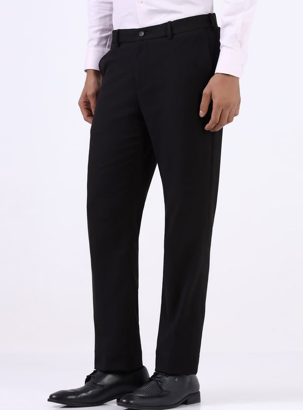 BLACKBERRYS Solid Slim Straight Formal Trousers