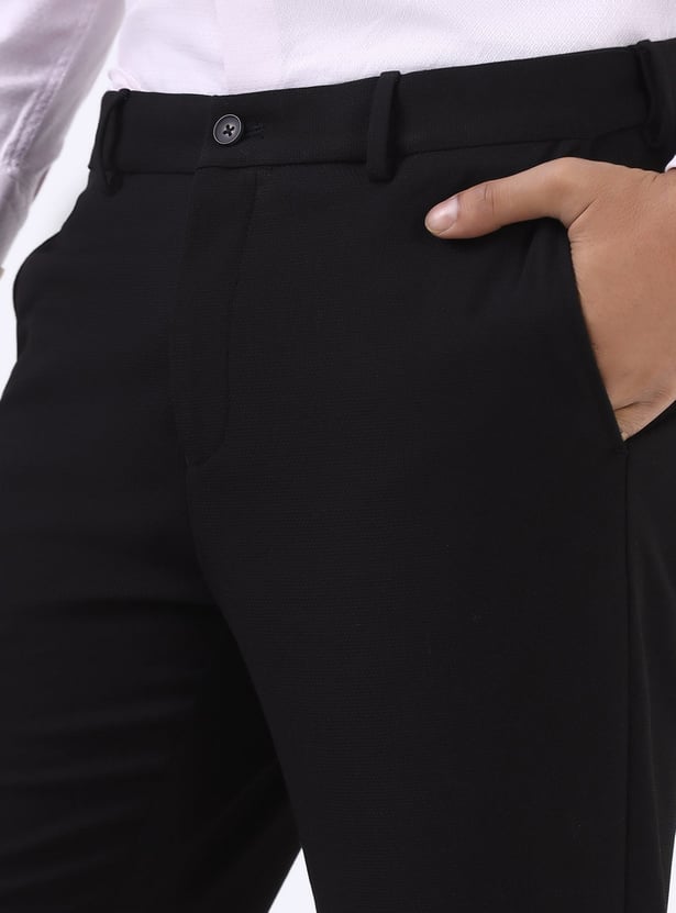 BLACKBERRYS Solid Slim Straight Formal Trousers