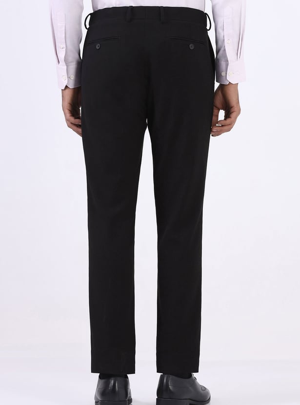BLACKBERRYS Solid Slim Straight Formal Trousers