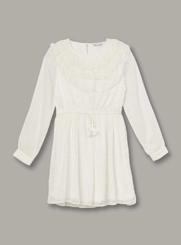 FAME FOREVER Girls Embellished Ruffle Dress