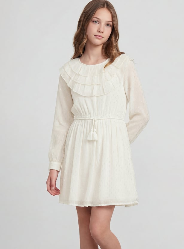 FAME FOREVER Girls Embellished Ruffle Dress