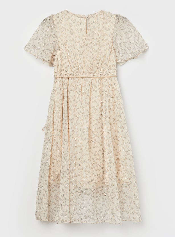 FAME FOREVER Girls Floral Print Fit & Flare Dress