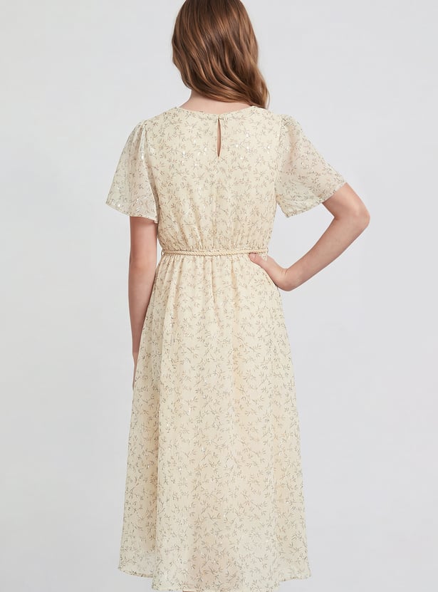 FAME FOREVER Girls Floral Print Fit & Flare Dress