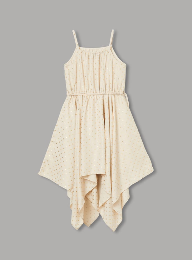 FAME FOREVER Girls Printed Tie-Up Midi Dress