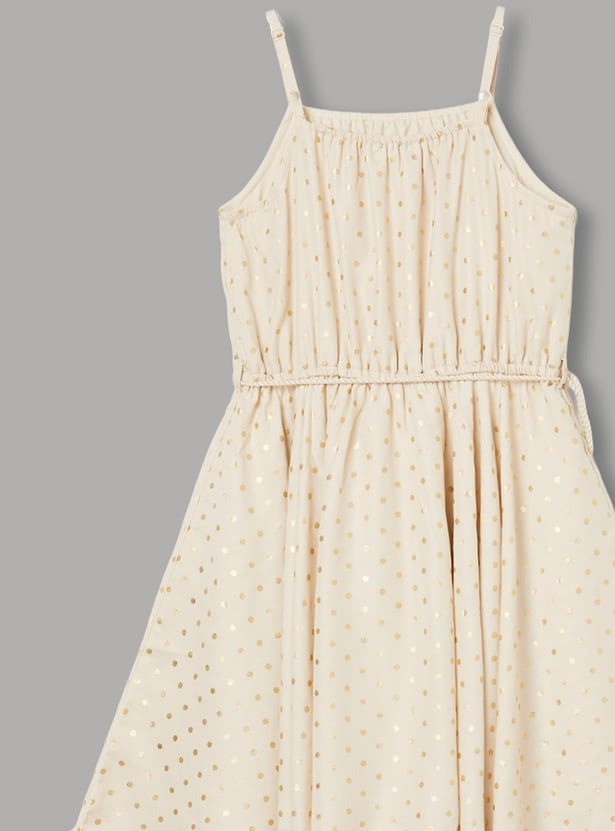 FAME FOREVER Girls Printed Tie-Up Midi Dress