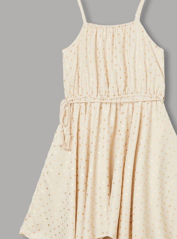 FAME FOREVER Girls Printed Tie-Up Midi Dress