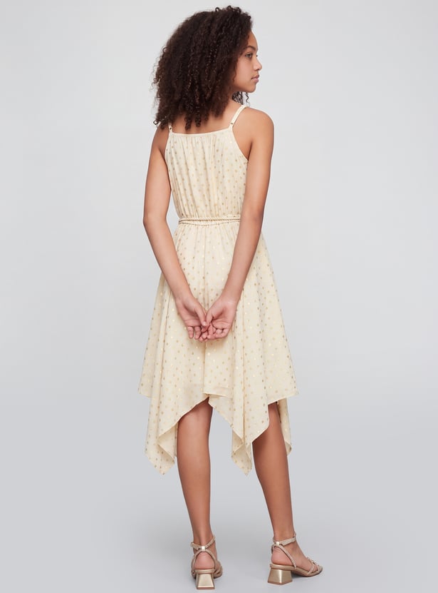 FAME FOREVER Girls Printed Tie-Up Midi Dress