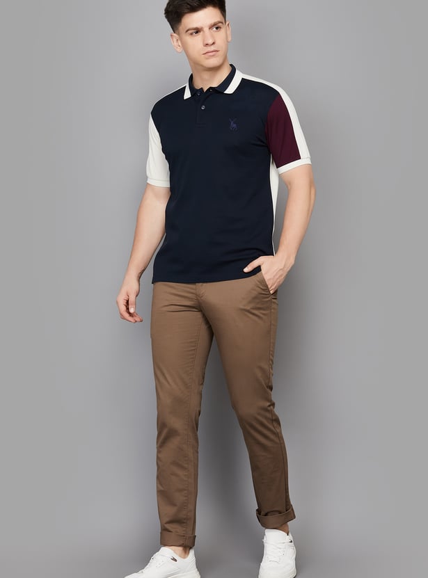 COLORPLUS Solid Slim Straight Trousers