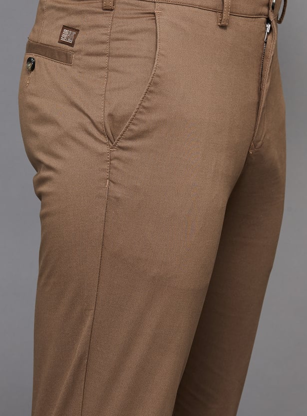 COLORPLUS Solid Slim Straight Trousers