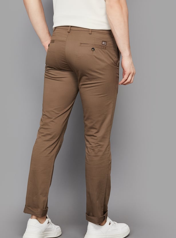 COLORPLUS Solid Slim Straight Trousers