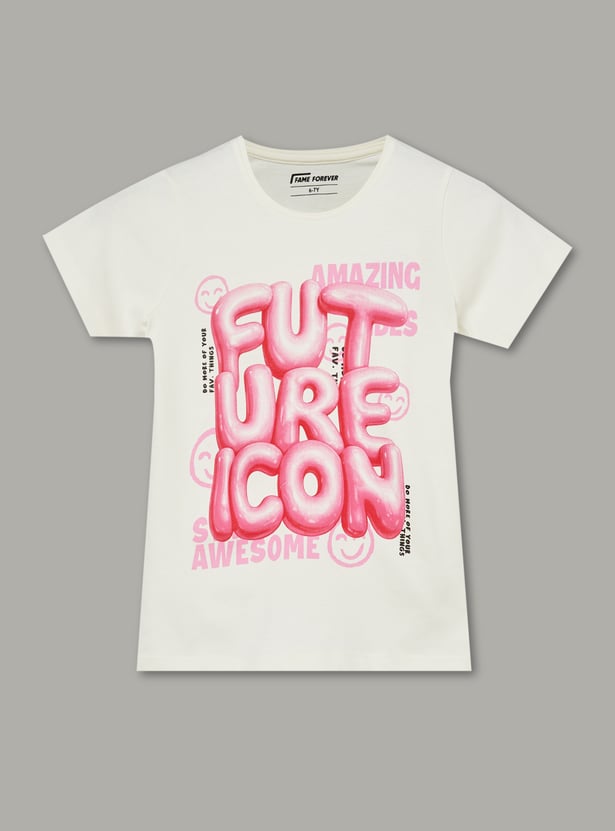 FAME FOREVER Girls Graphic Print T-shirt