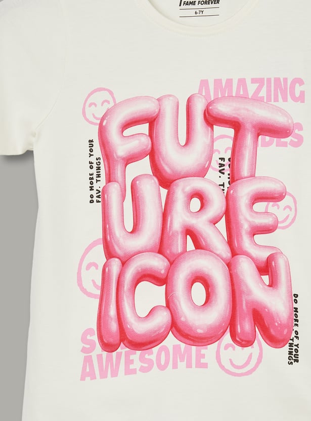 FAME FOREVER Girls Graphic Print T-shirt