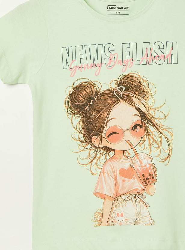 FAME FOREVER Girls Graphic Print T-shirt