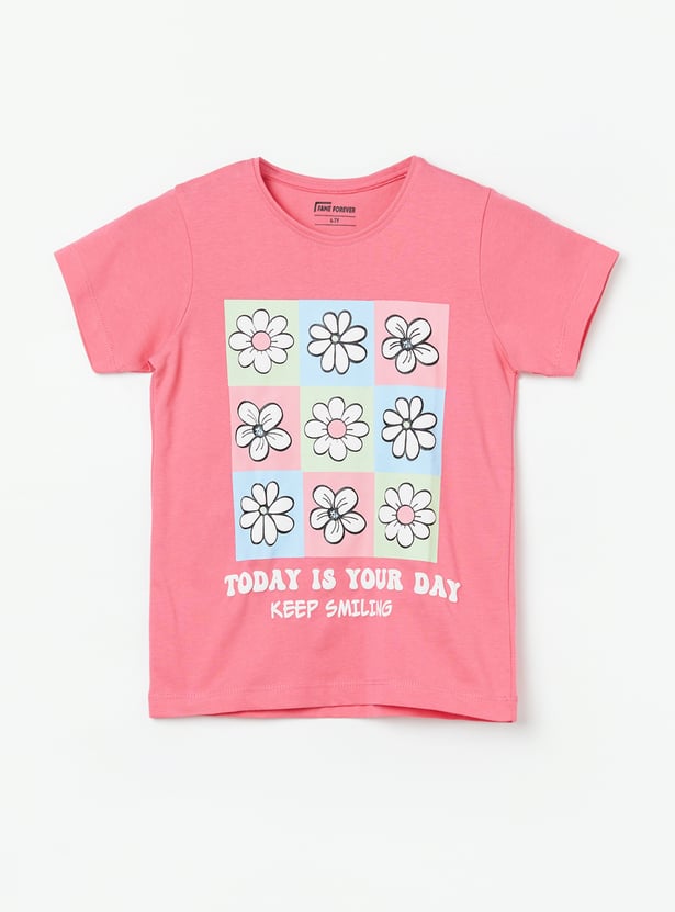 FAME FOREVER Girls Graphic Print T-shirt